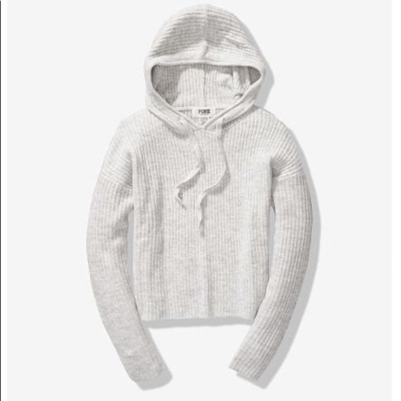 Victoria’s Secret PINK Bf Ribbed Pullover Sweater Gray Large NEW - Picture 2 of 2